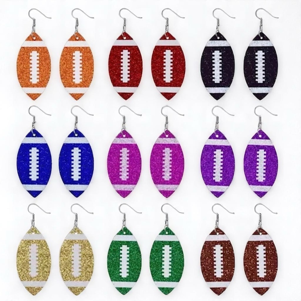 Score Big with Sparkle! Glitter Football Dangle Earrings 🏈 NWT Sports Jewelry